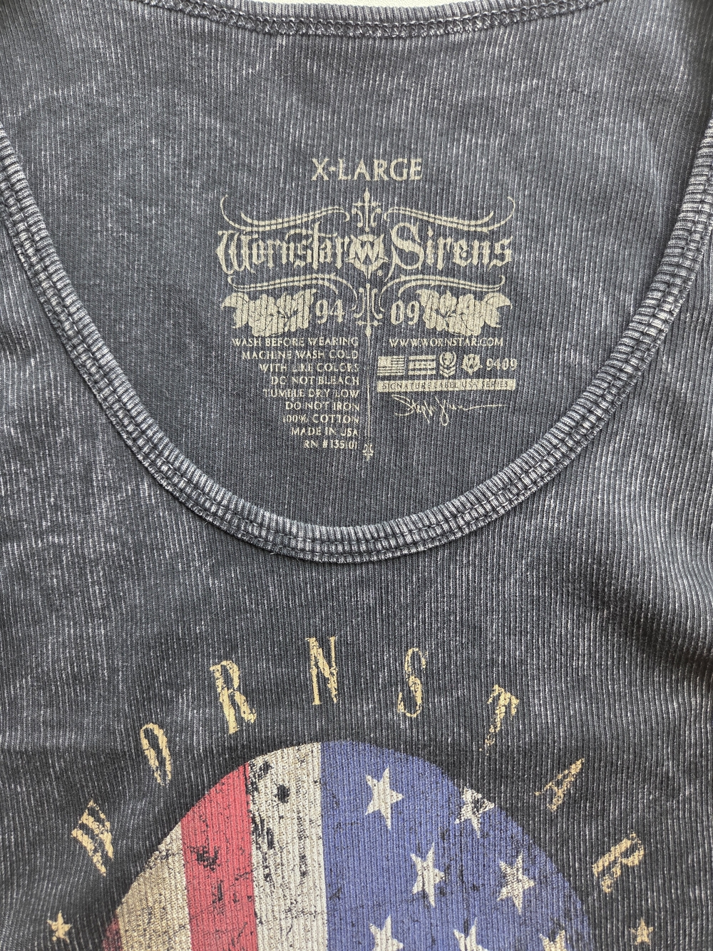 *Rare* Wornstar Americoma Skull Soft Ribbed Tanktop Ladies X Large Retired Style - Picture 3 of 3